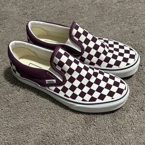Vans Kids Slip-On Sneakers - maroon and White Checkerboard